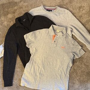 Gray and Black Polo and Sweater Set